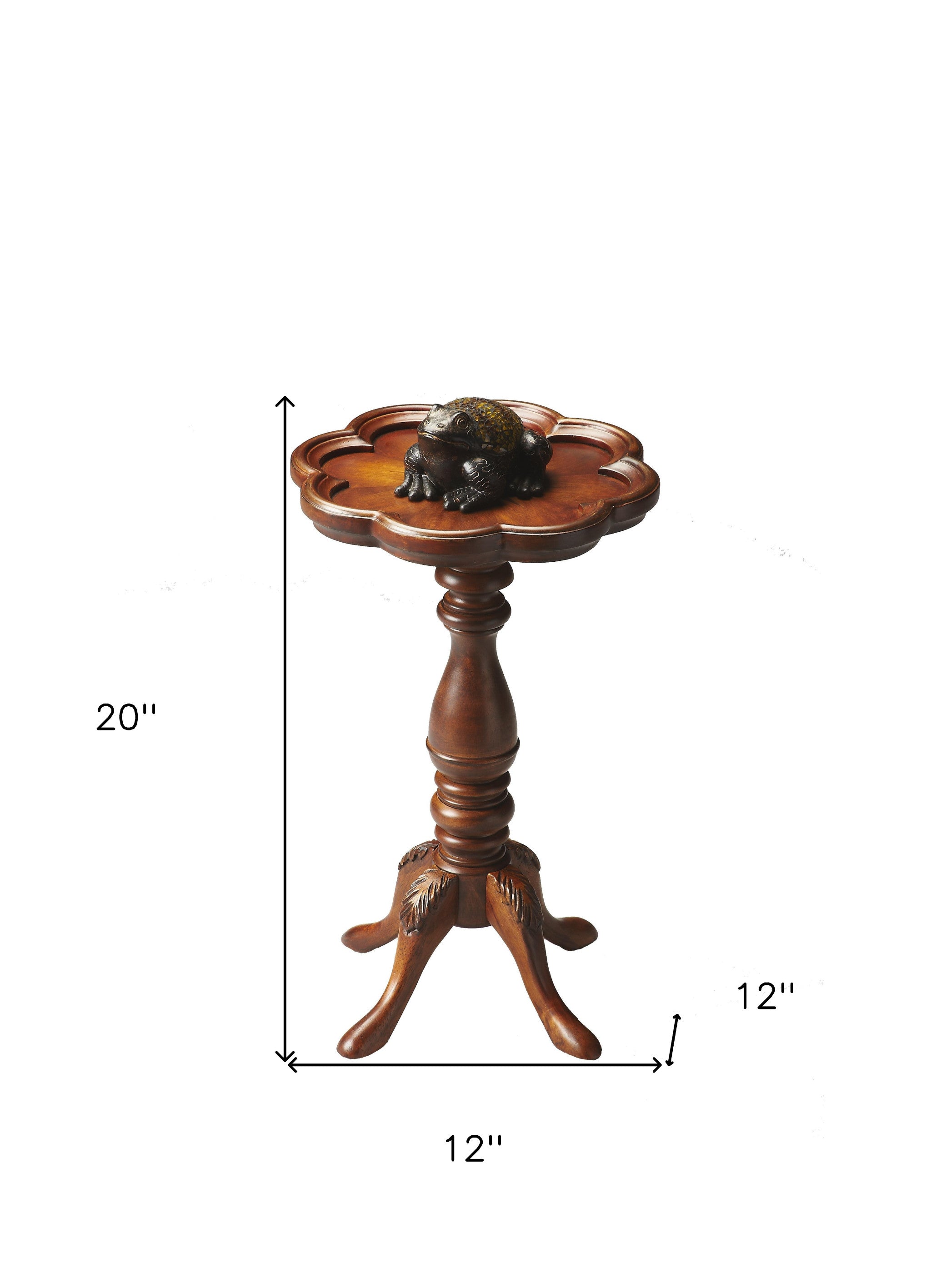 20 Medium Brown And Olive Ash Wood Floral Top End Table