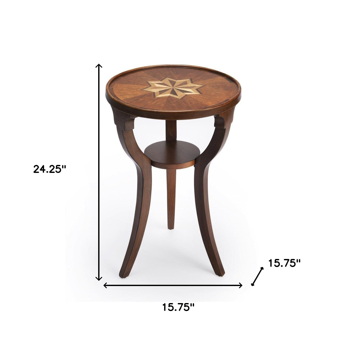 24 Brown And Olive Ash Manufactured Wood Round End Table With Shelf