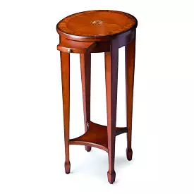 26 Medium Brown And Olive Ash Manufactured Wood Oval End Table With Shelf