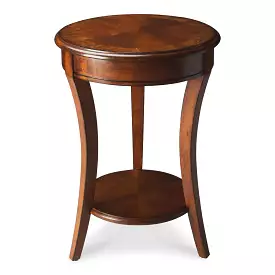 26 Medium Brown And Olive Ash Manufactured Wood Round End Table With Shelf