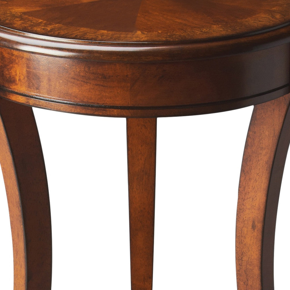 26 Medium Brown And Olive Ash Manufactured Wood Round End Table With Shelf