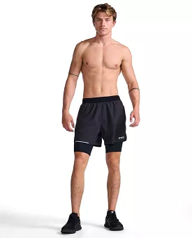 2XU Aero 2-In-1 5Inch Shorts | Black/Silver Reflective