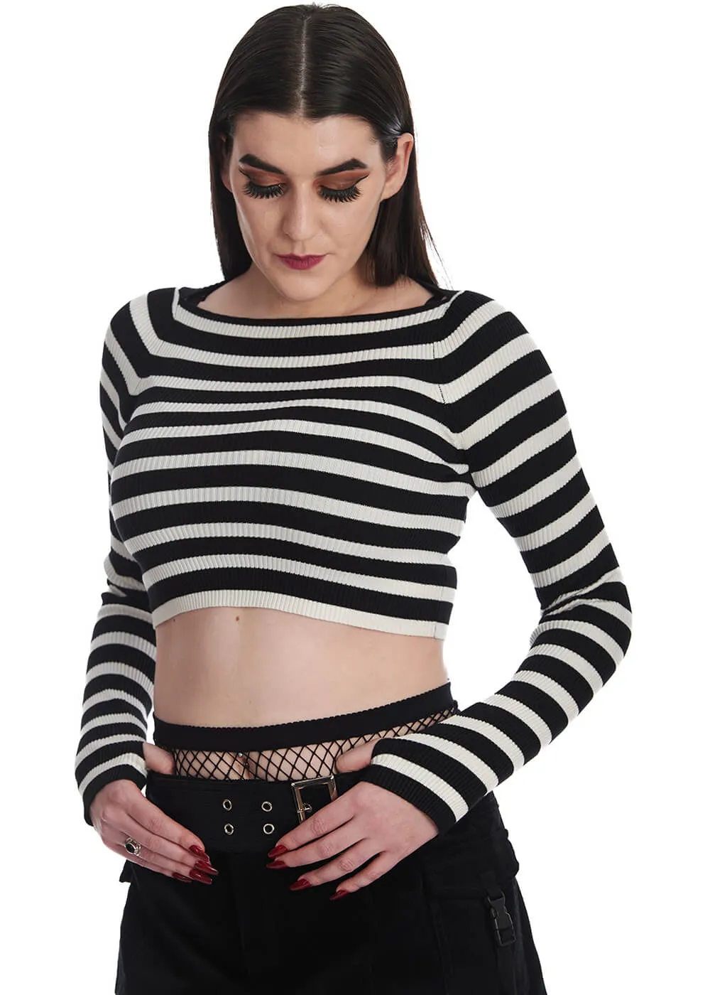 Banned Frances Striped 50's Jumper Black White