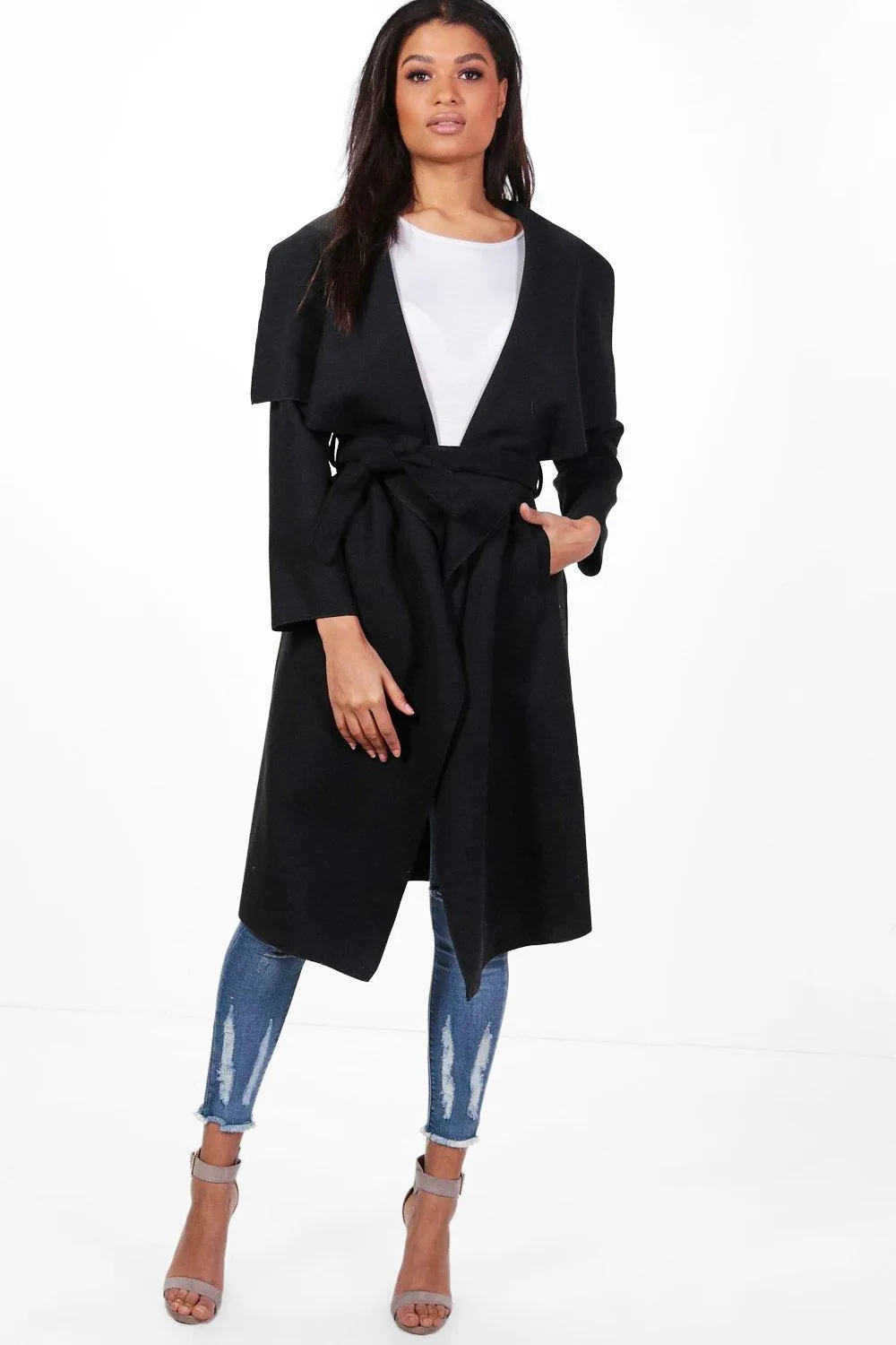 Belted Waterfall Coat