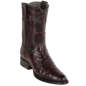 Black Cherry Roper Ostrich Western Boots