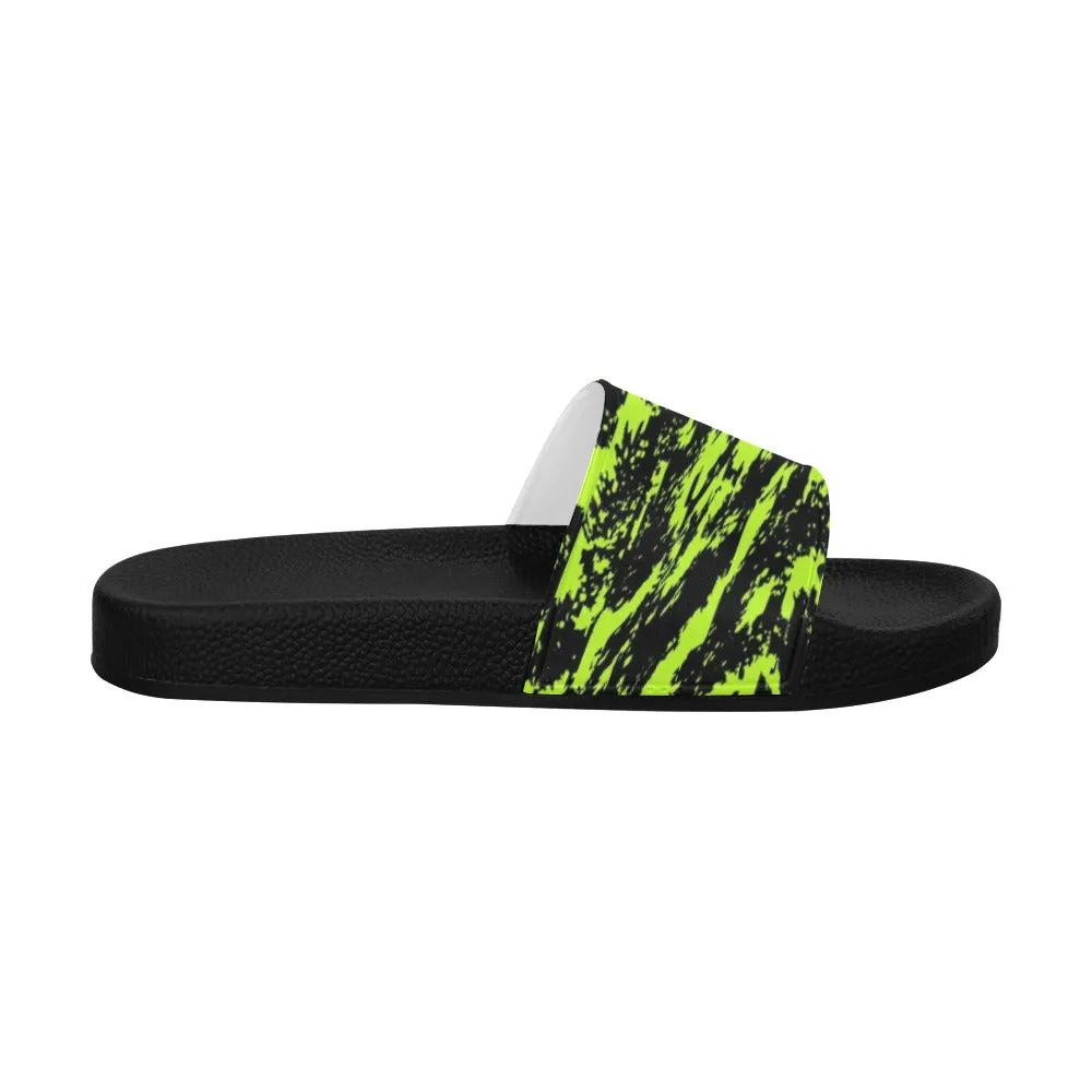 Black Lime Bolt Glitch Men's Slide Sandals