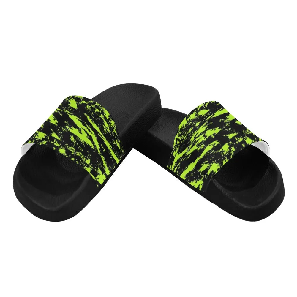 Black Lime Bolt Glitch Men's Slide Sandals