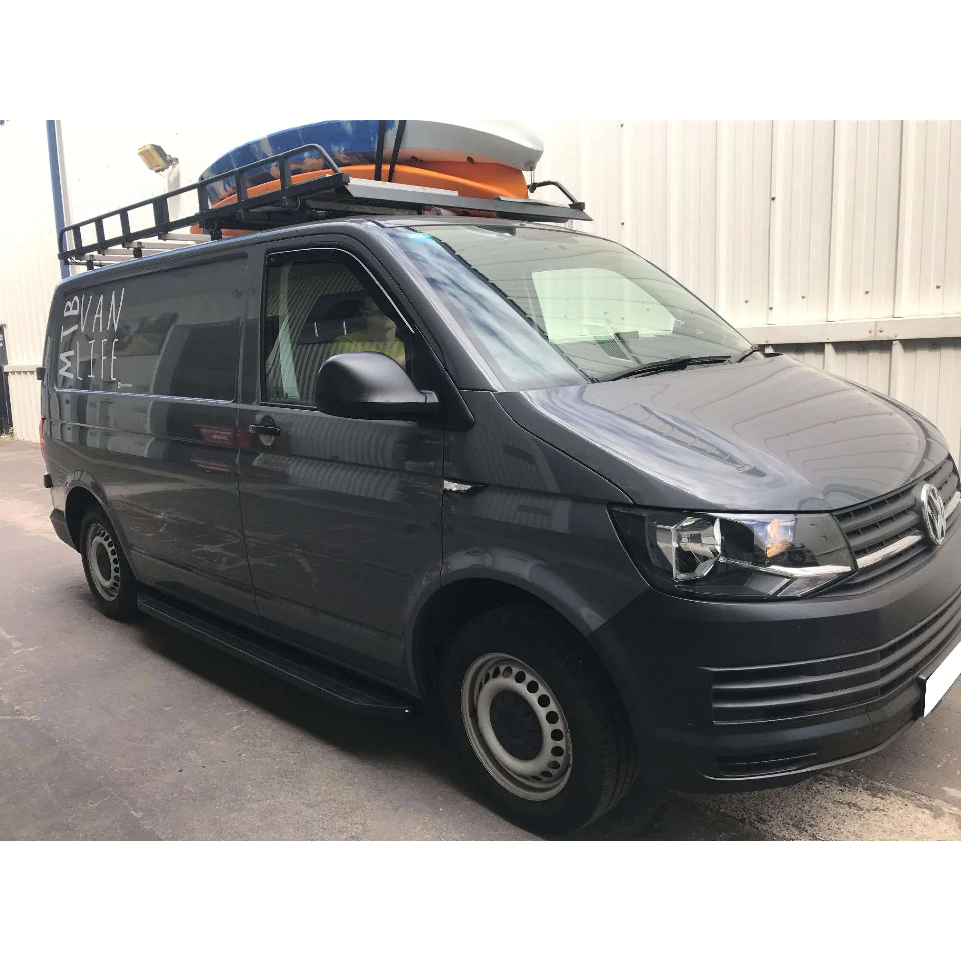 Black Raptor Side Steps Running Boards for Volkswagen Transporter T6 SWB