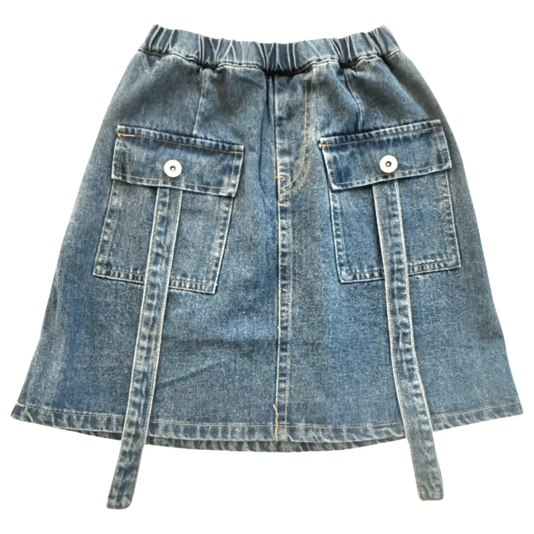 Bleeker Street Collarless Denim Ribbon Jacket and Skirt Set