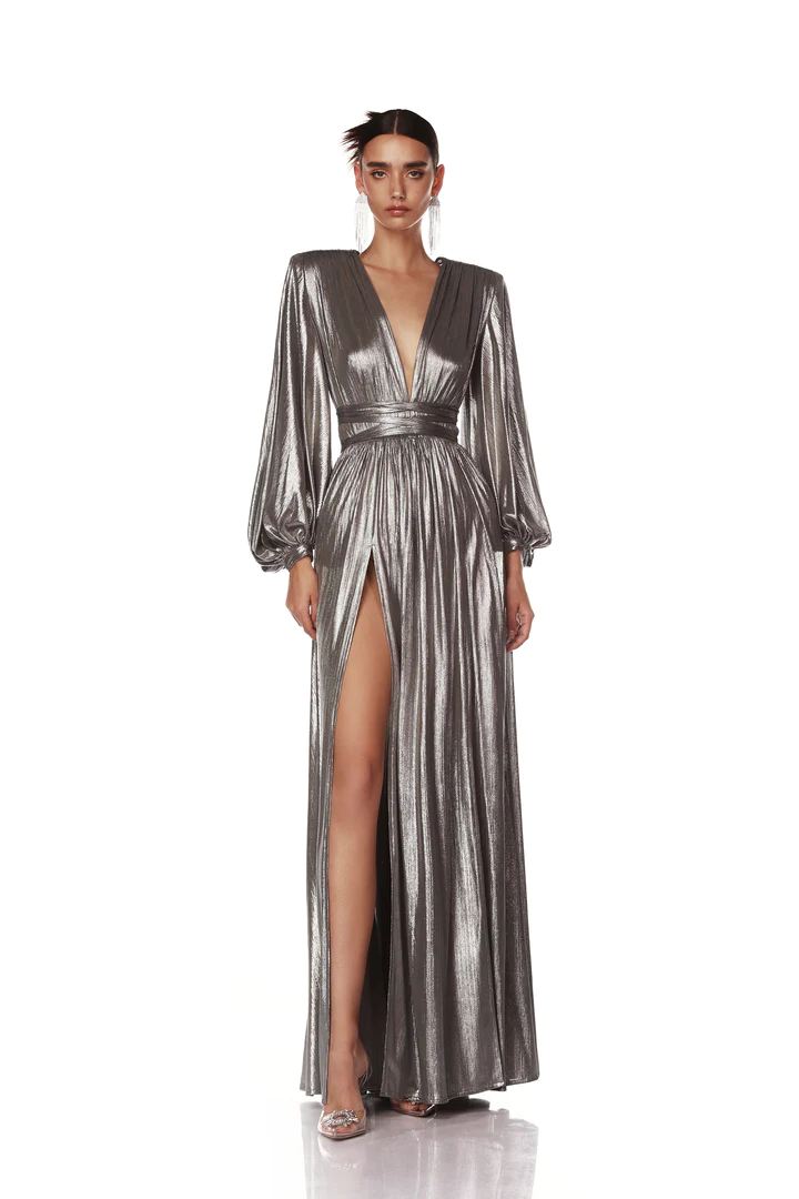 Bronx and Banco Zoe Metallic Gown