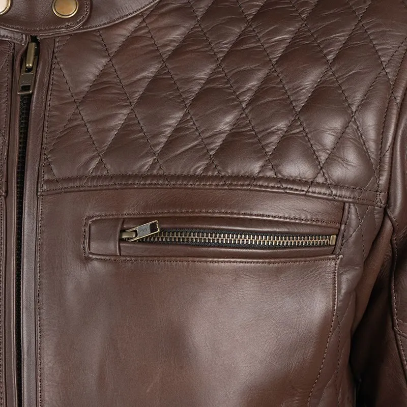 Brown Leather Motorcycle Jacket With Armor