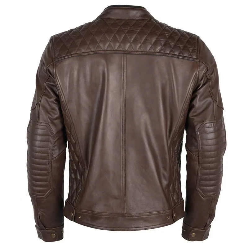 Brown Leather Motorcycle Jacket With Armor