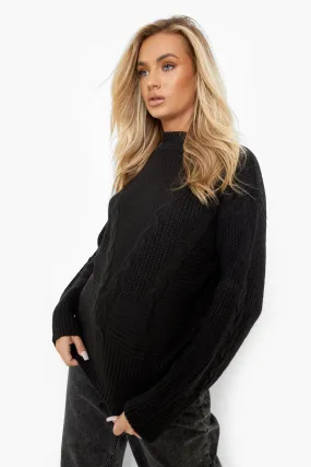 Cable Knit Funnel Neck Sweater