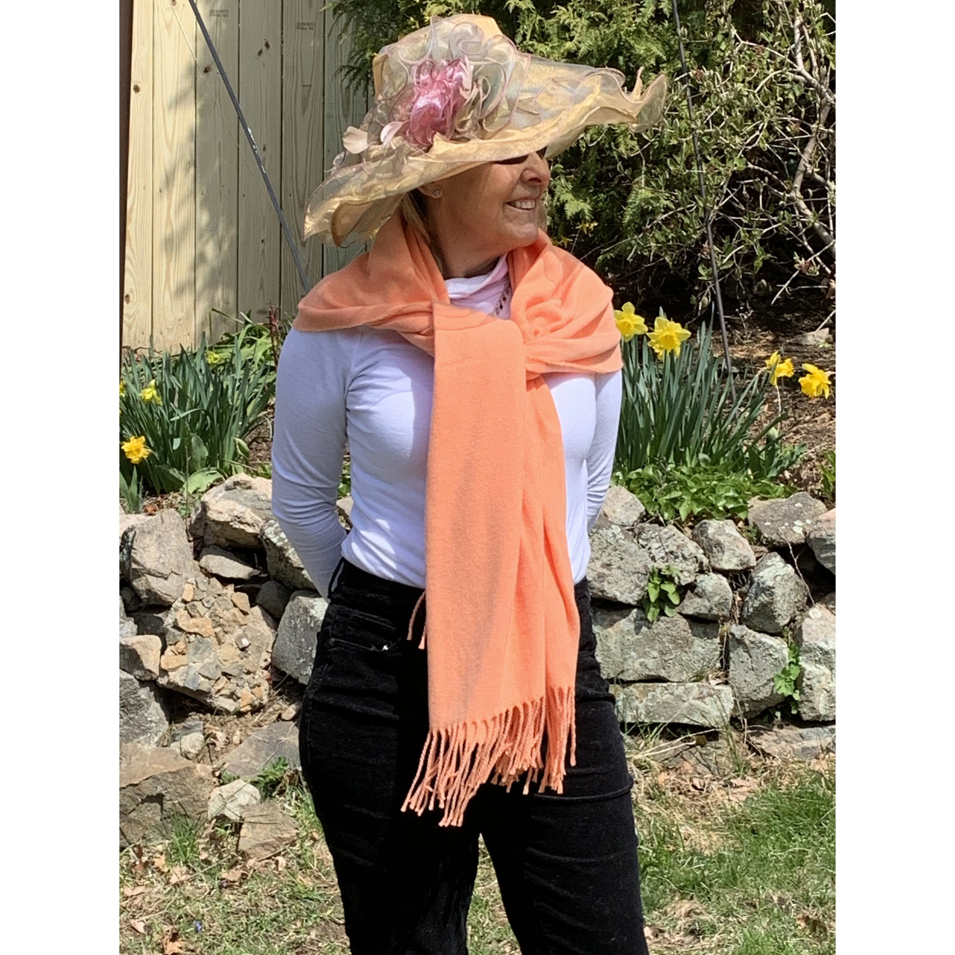 Cashmere Feel Orange Shawl AZ2111