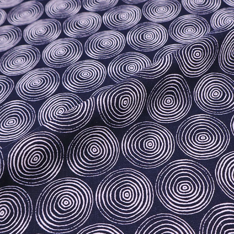 Cotton and Linen Mix - Indigo - Hypnotise