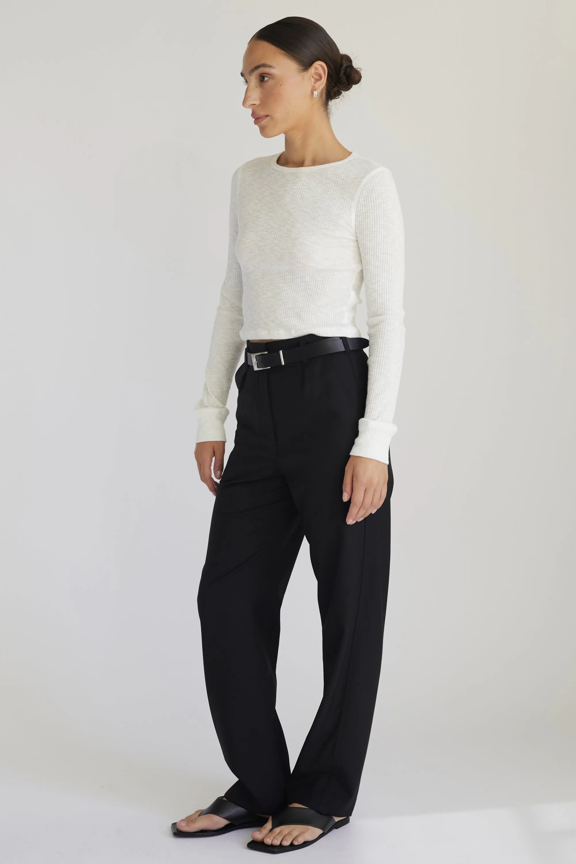 Cropped Fitted Long Sleeve Top