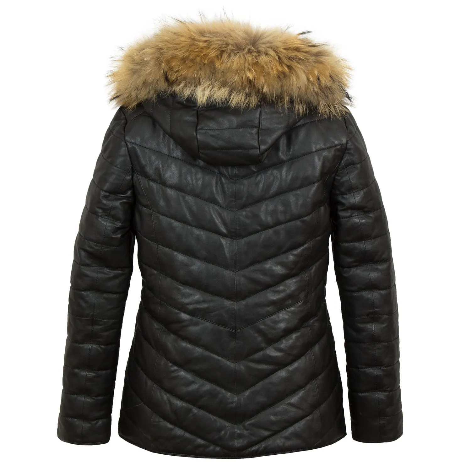 Daisy: Women's Black Leather Padded Coat