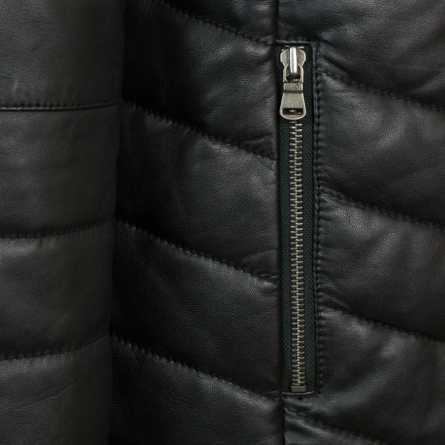 Daisy: Women's Black Leather Padded Coat