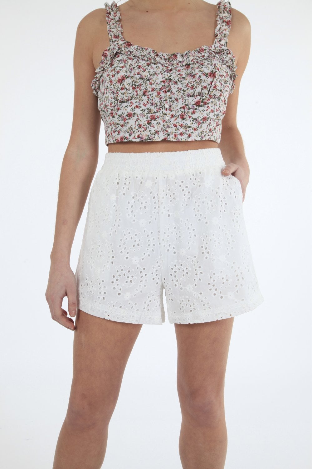 Double Second White Broiderie Shorts