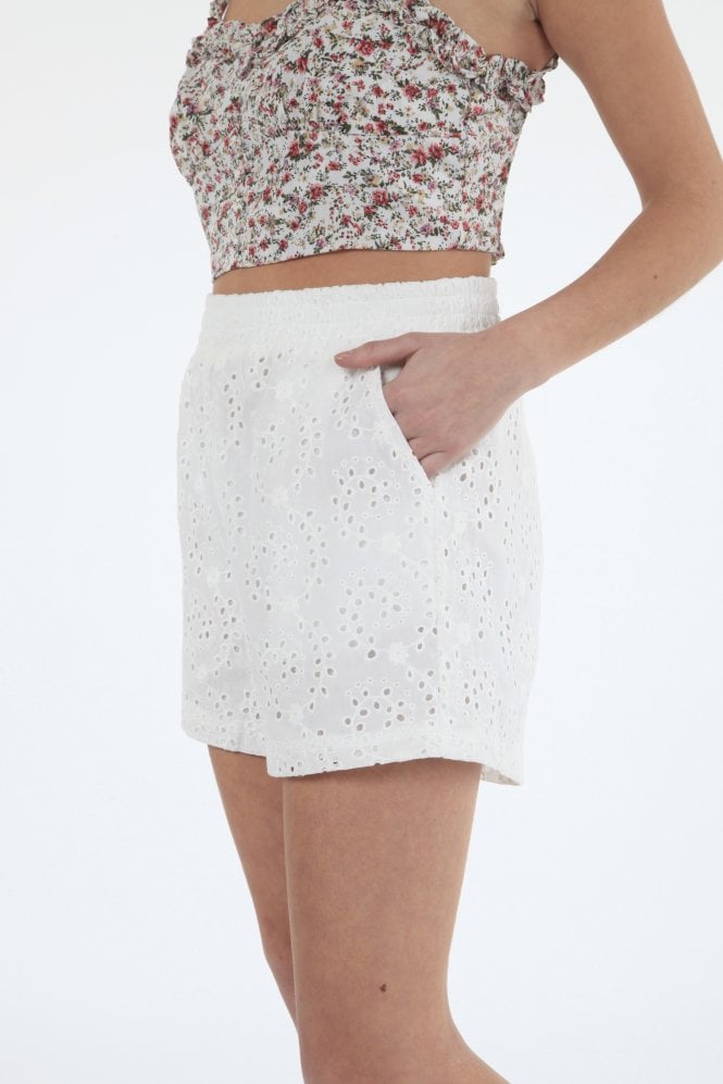 Double Second White Broiderie Shorts