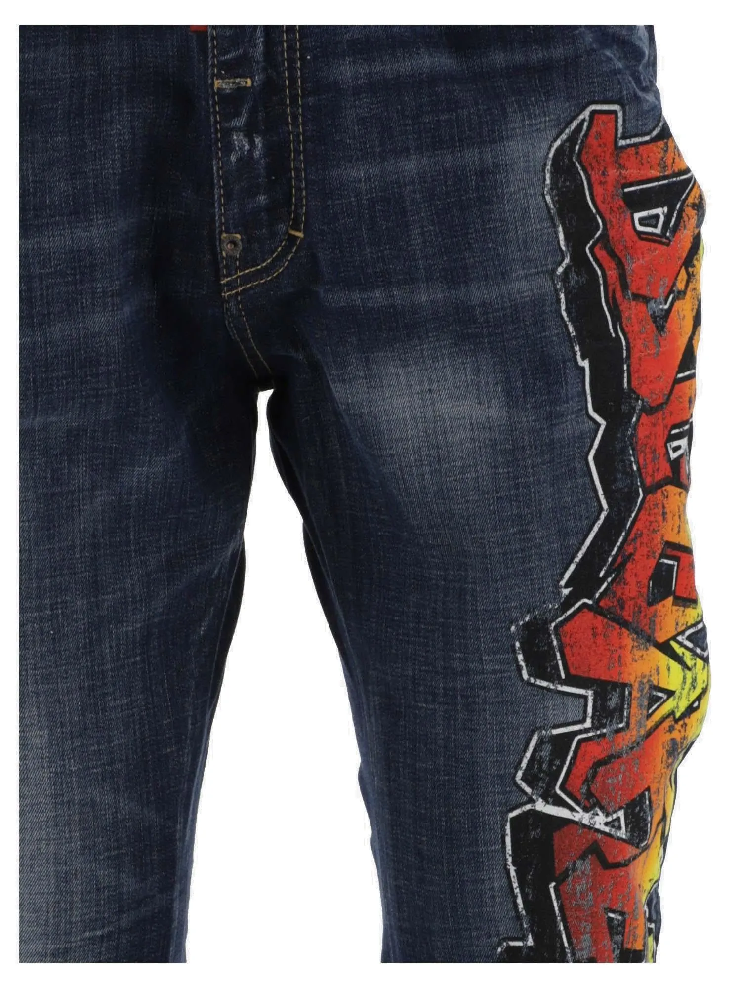 Dsquared2 Graffiti-Printed Mid-Rise Jeans