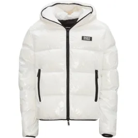 Dsquared2 Patch Logo Shiny White Down Jacket