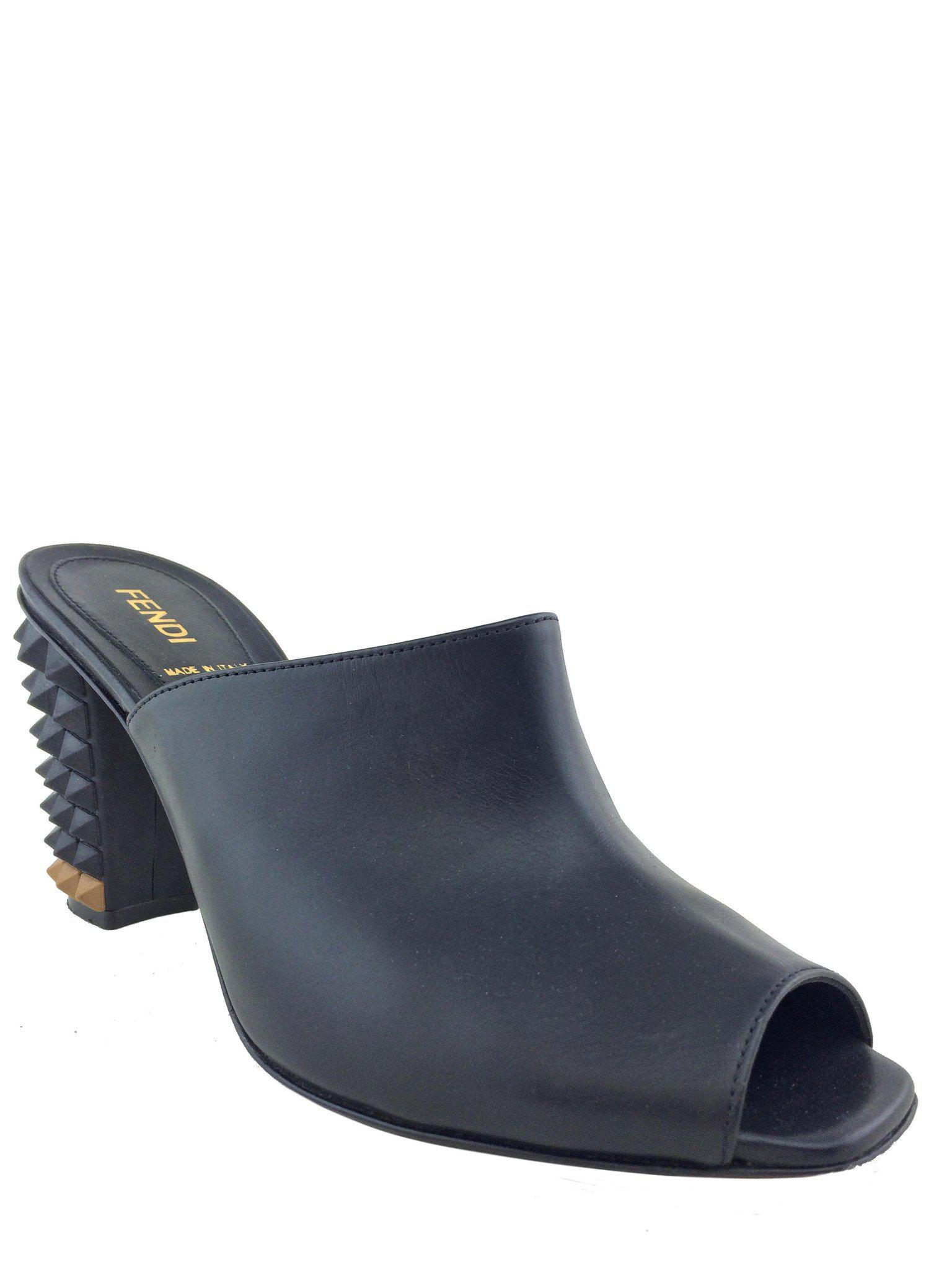 Fendi Open Toe Spike Heel Mules Size 7.5