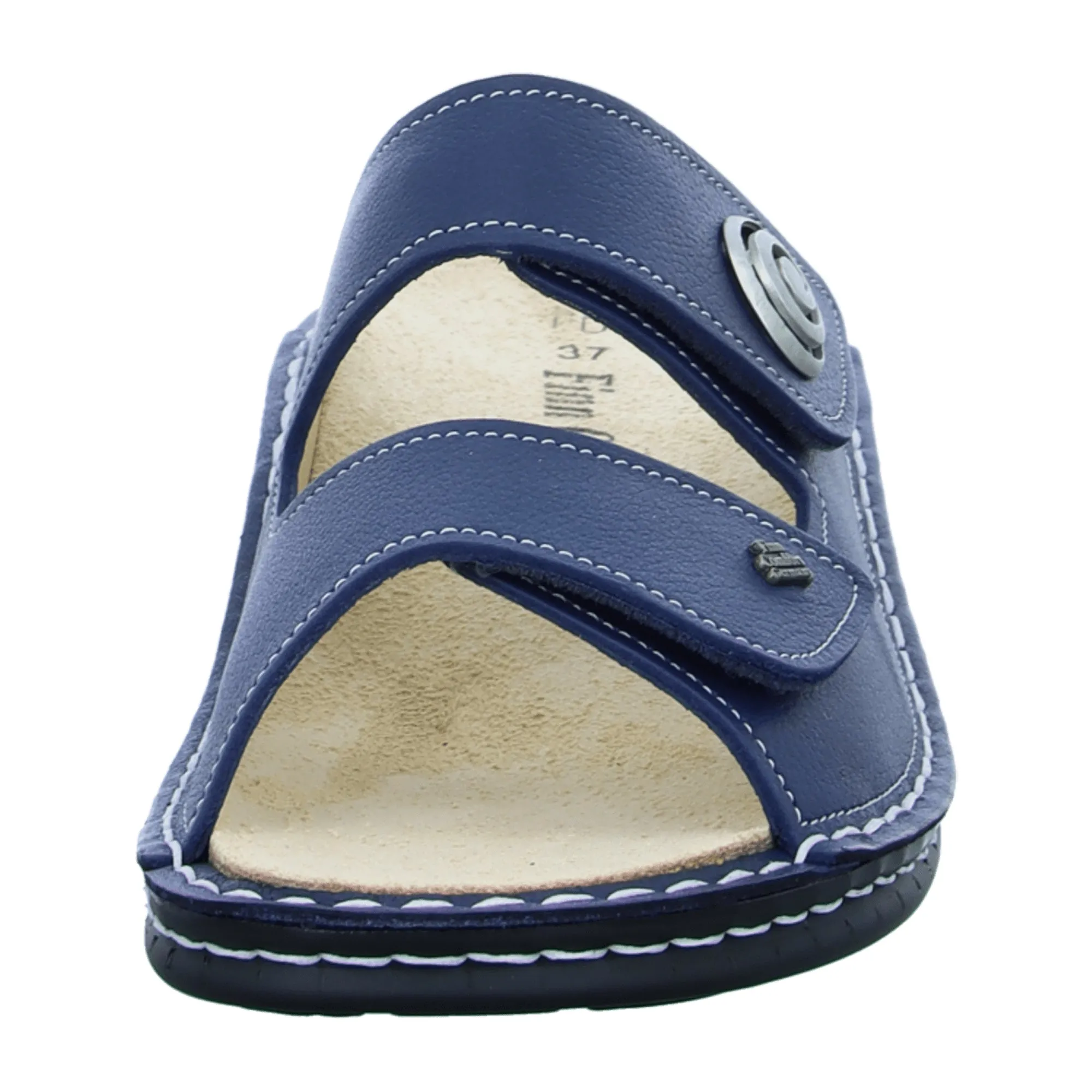 Finn Comfort Blue Women's Slide Sandals - Comfort Leather Slides with Adjustable Straps