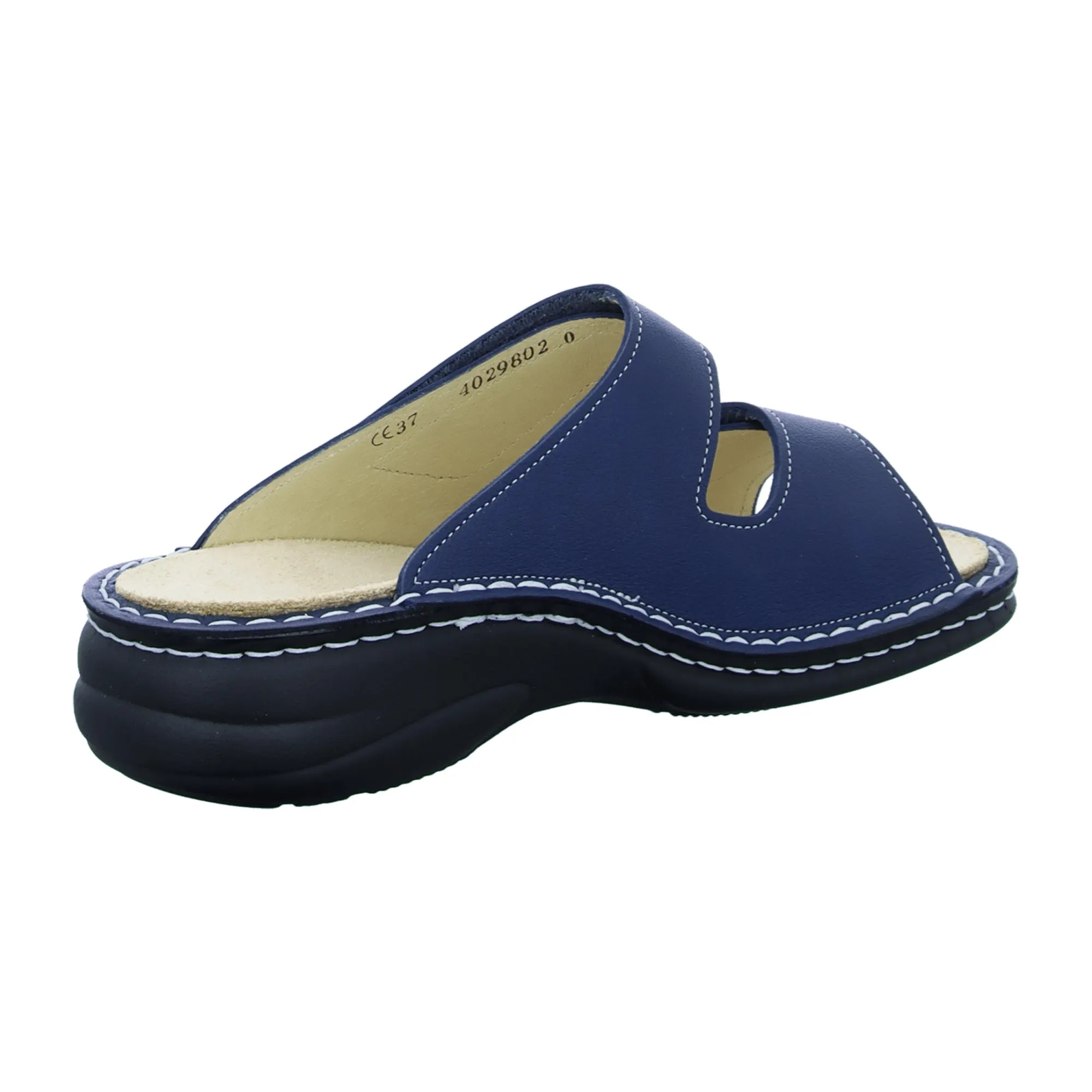 Finn Comfort Blue Women's Slide Sandals - Comfort Leather Slides with Adjustable Straps