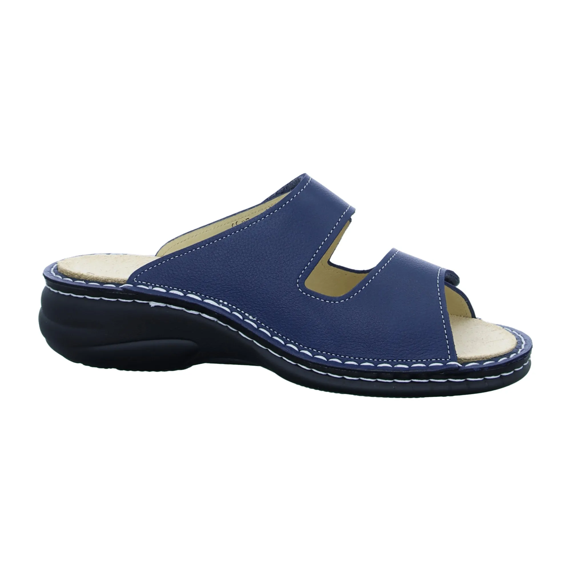 Finn Comfort Blue Women's Slide Sandals - Comfort Leather Slides with Adjustable Straps