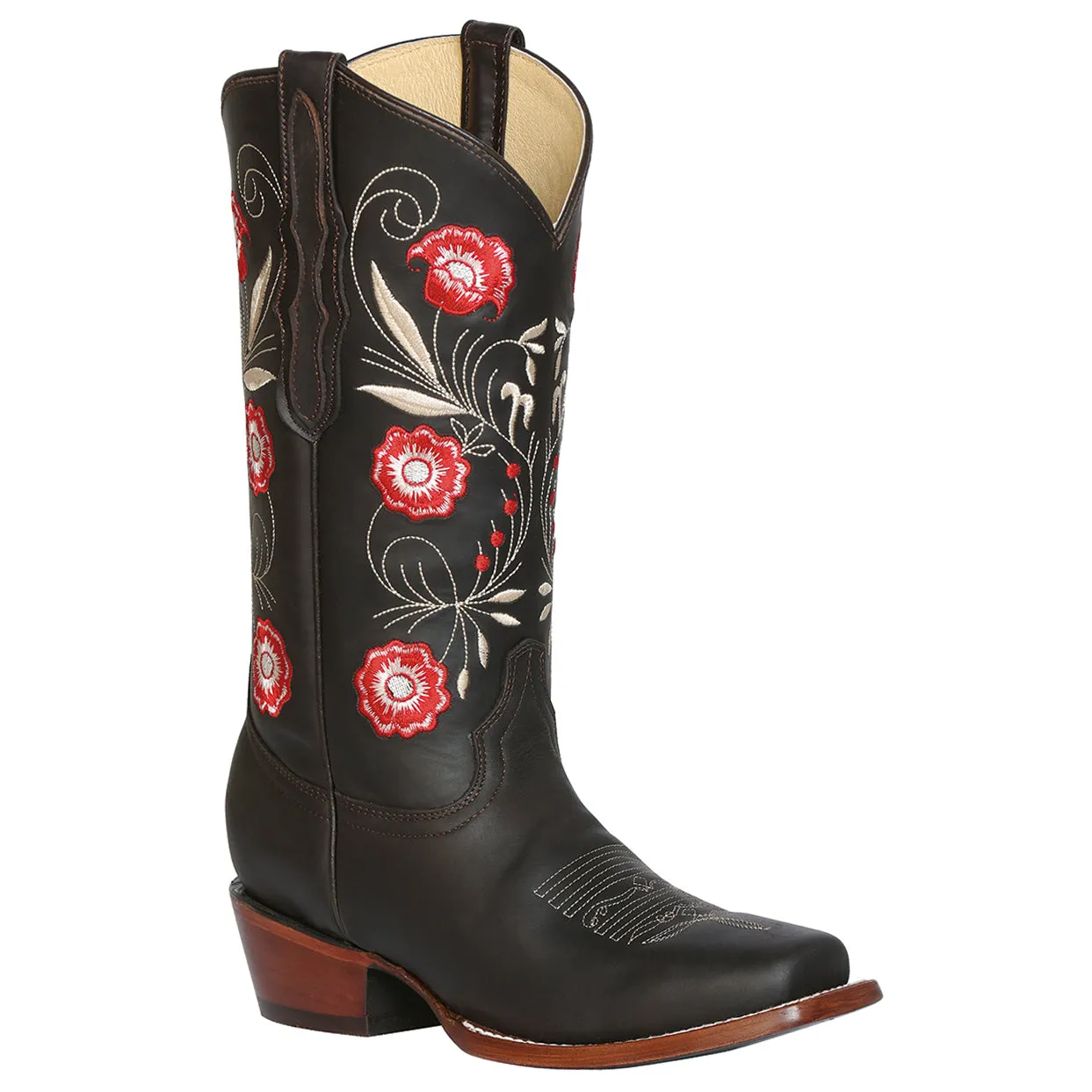 Flowered Choco Cowgirl Boots