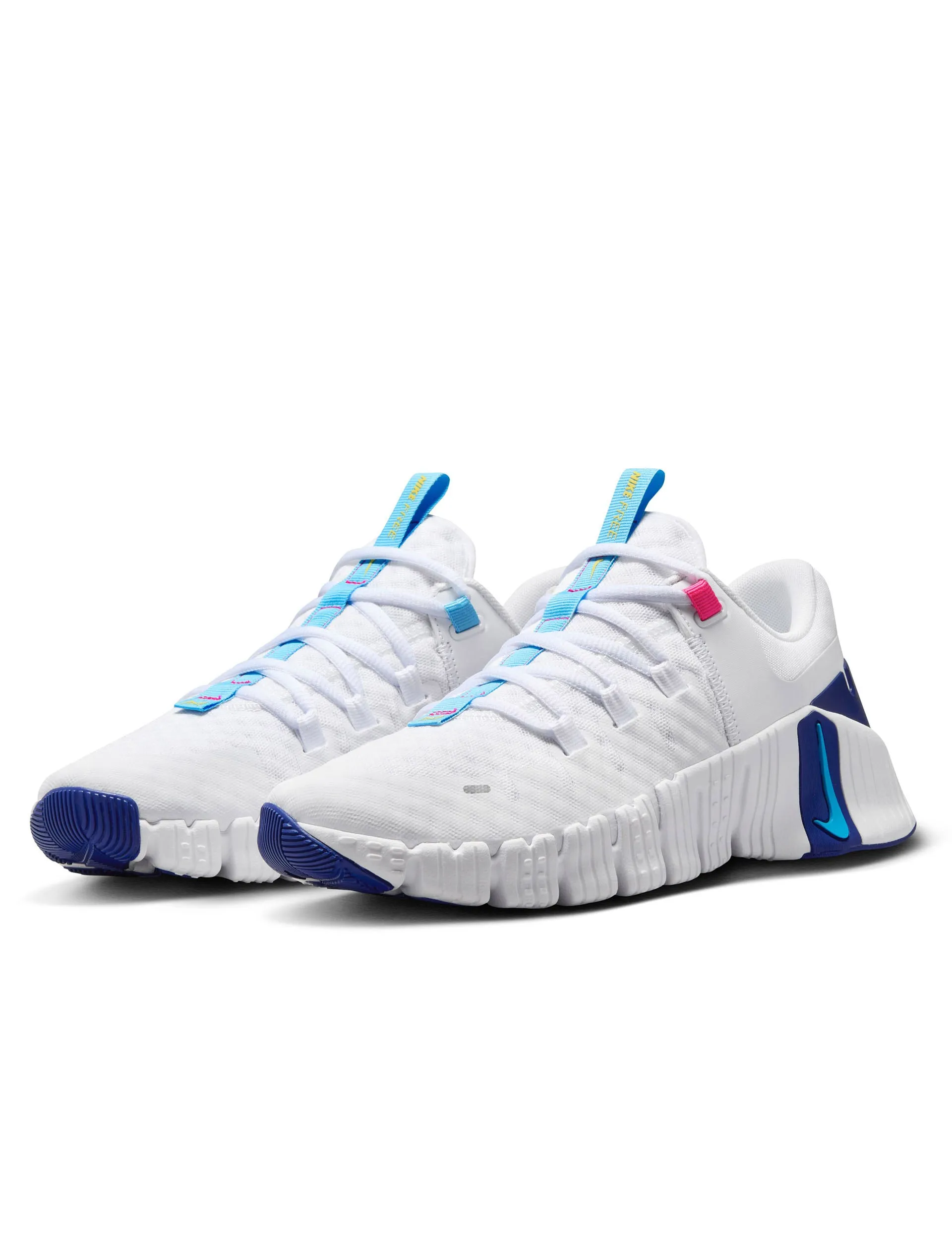 Free Metcon 5 Shoes - White/Aquarius Blue/Fierce Pink/Deep Royal Blue/Light Laser Orange