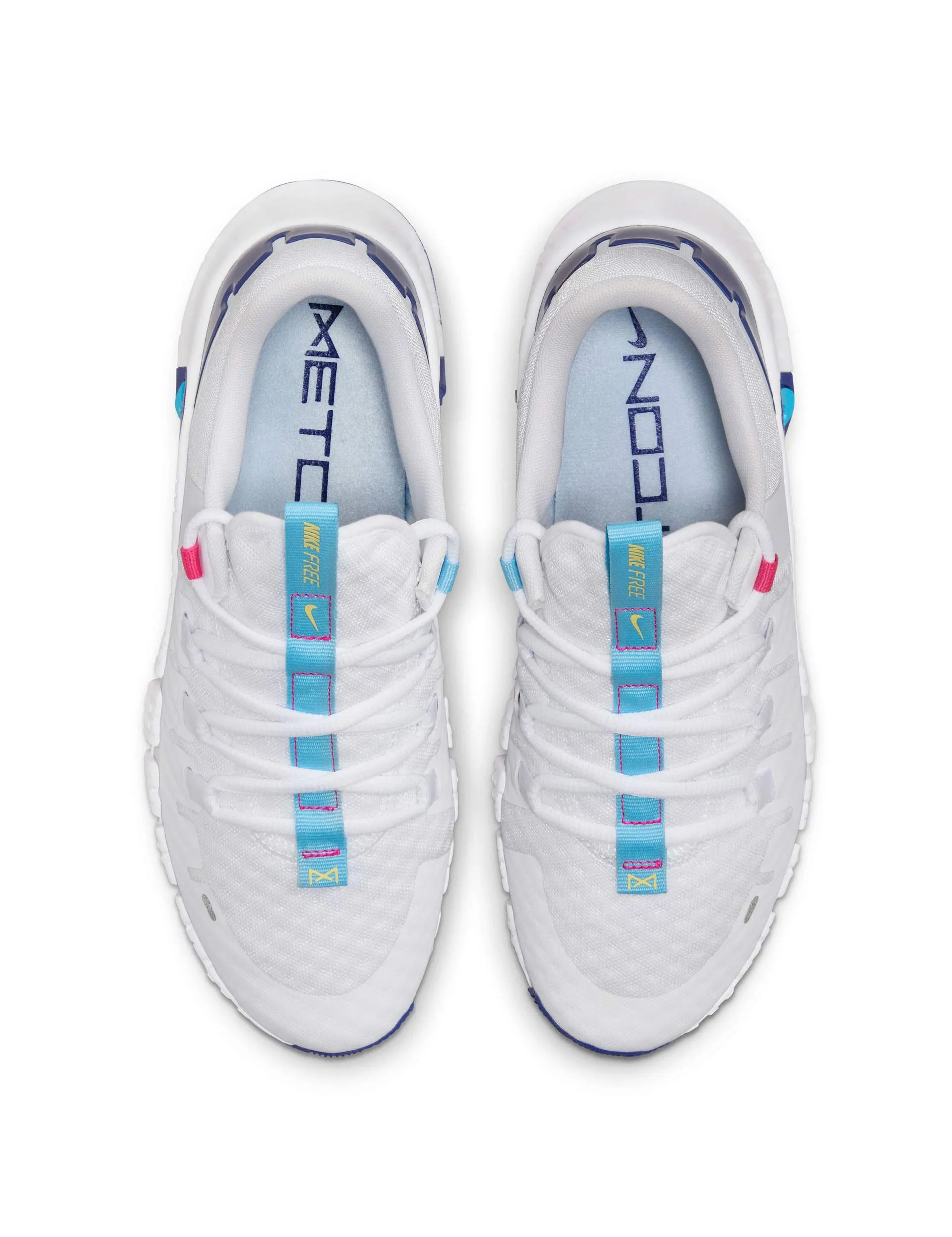 Free Metcon 5 Shoes - White/Aquarius Blue/Fierce Pink/Deep Royal Blue/Light Laser Orange