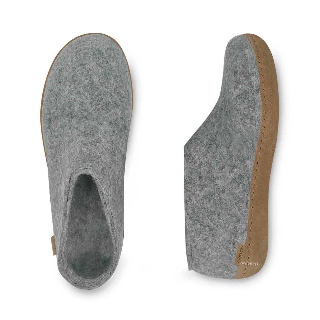 Glerups The Shoe With Leather Sole in Grey