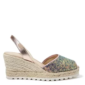 Glitter Leather Menorcan Espadrille For Women - Frida Montada 2006R Glitter