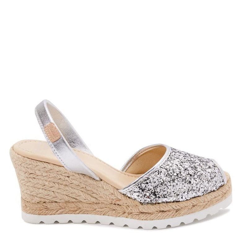 Glitter Leather Menorcan Espadrille For Women - Frida Montada 2006R Glitter