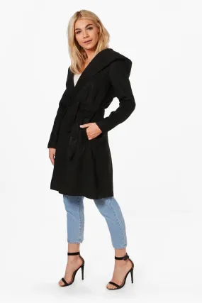 Grace Hooded Belted Wool Coat