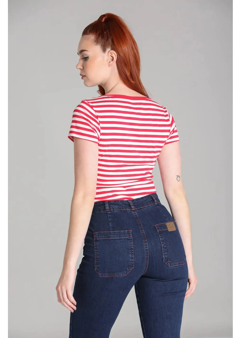 Hell Bunny Kit Stripe 50's Top Red