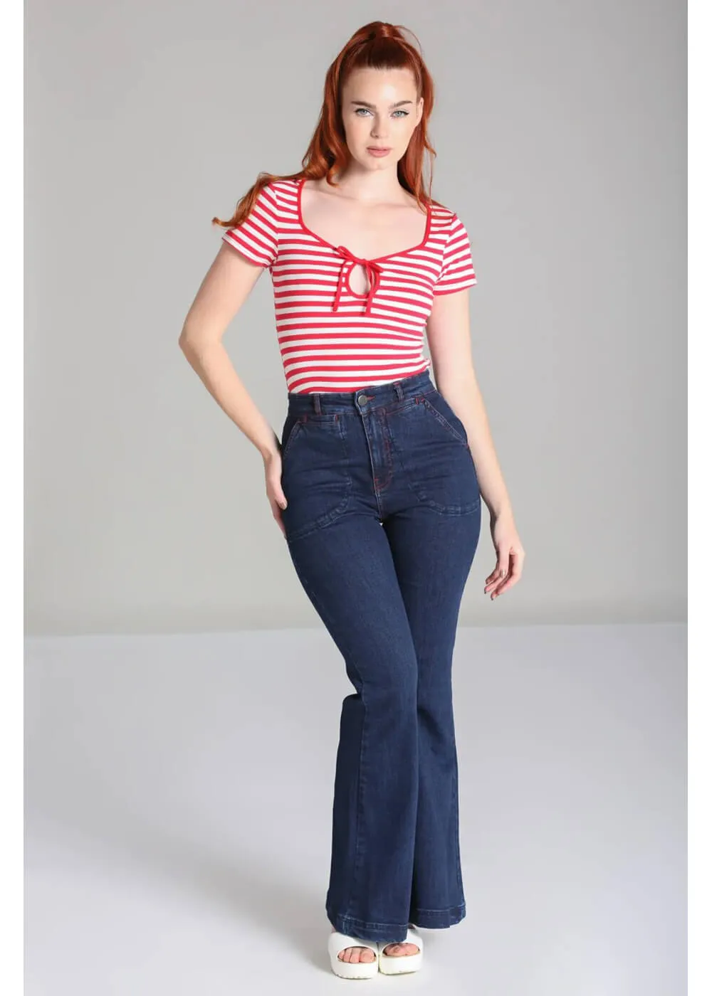 Hell Bunny Kit Stripe 50's Top Red