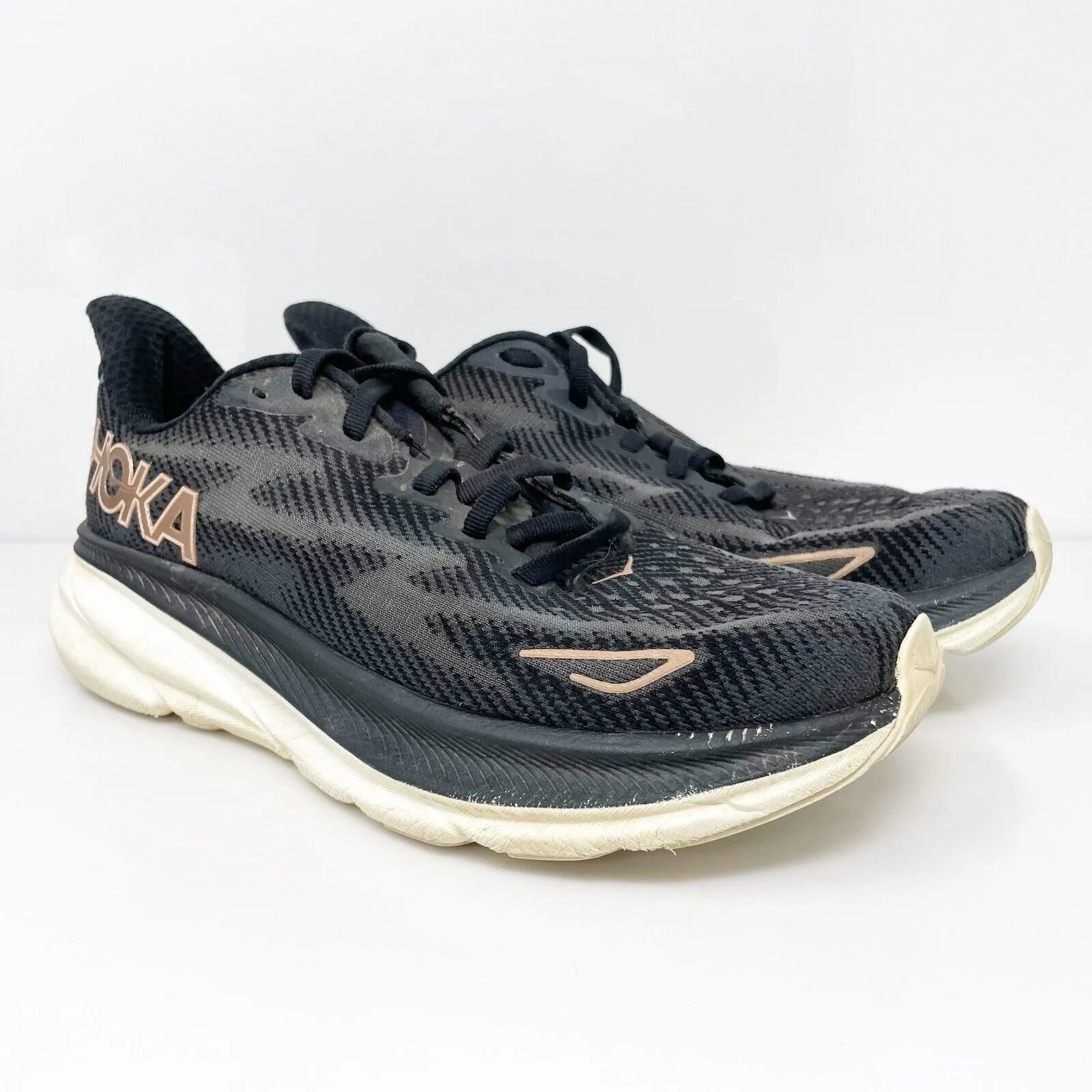 Hoka One One Womens Clifton 9 1127896 BRGL Black Running Shoes Sneakers Size 7 B