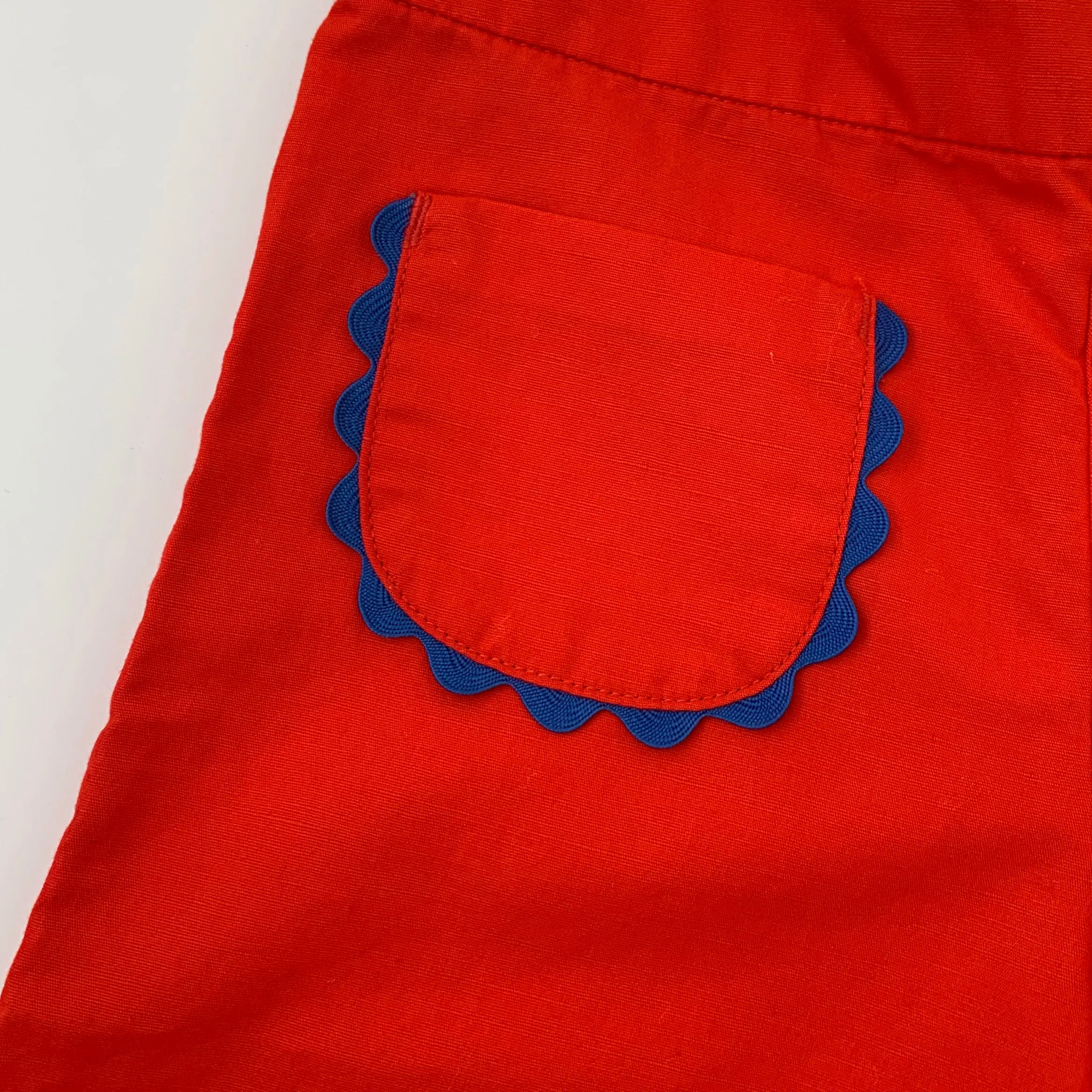 Jacadi Red Wide Leg Trousers With Rickrack Trim: 4 Years