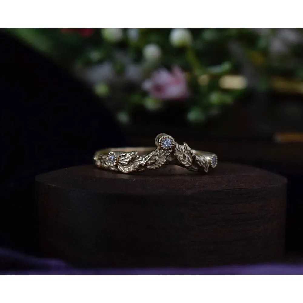 Leaf and Twig Diamond Ring - The Leaf crown ring