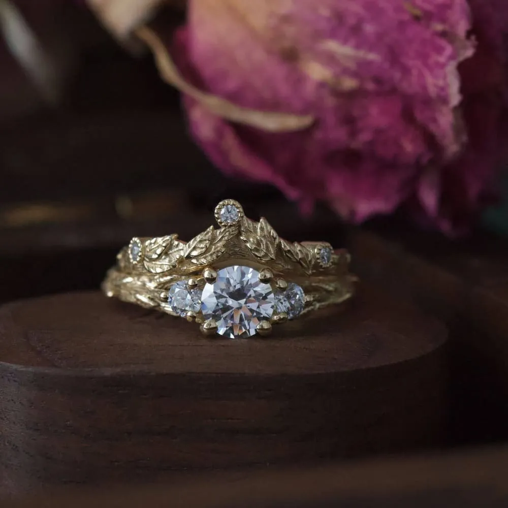 Leaf and Twig Diamond Ring - The Leaf crown ring