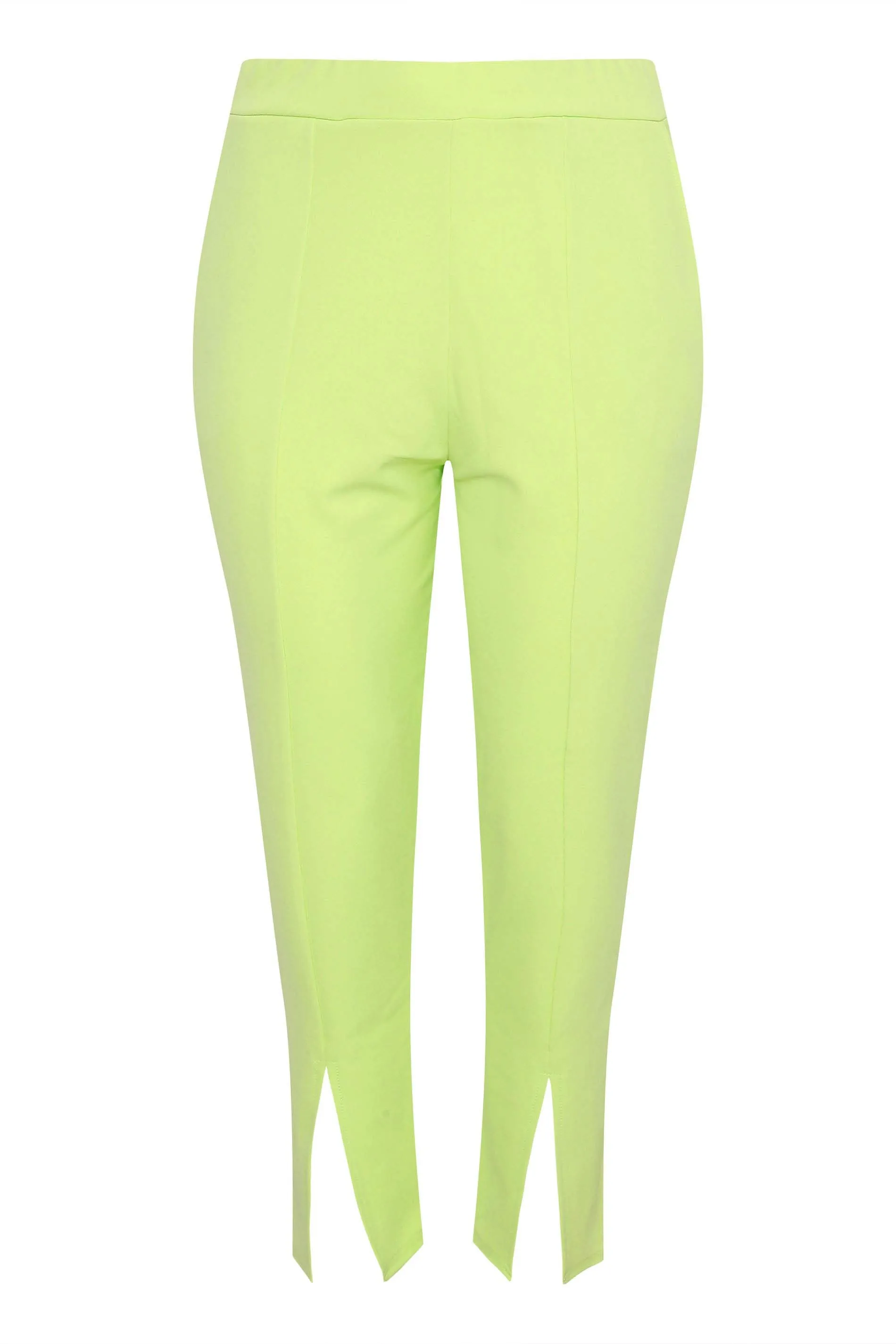 LIMITED COLLECTION Curve Lime Green Split Hem Stretch Tapered Trousers