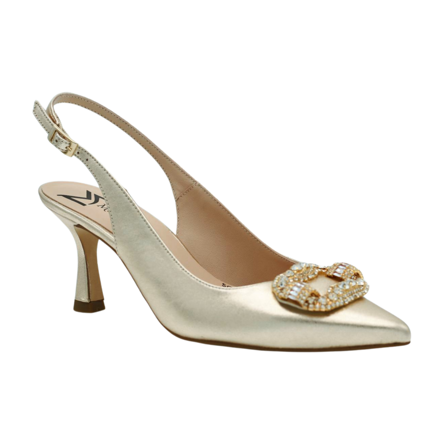 MARIAN Gold leather Slingback with  Diamante Buckle