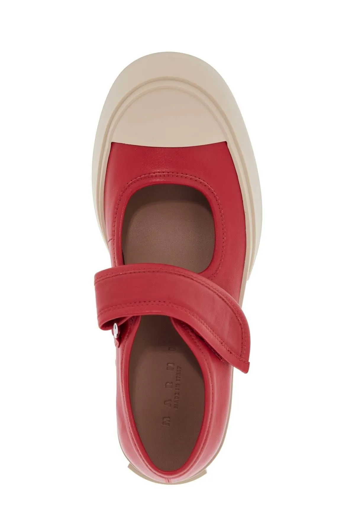 Marni Intense Crimson Calfskin Sneakers With Velcro Closure