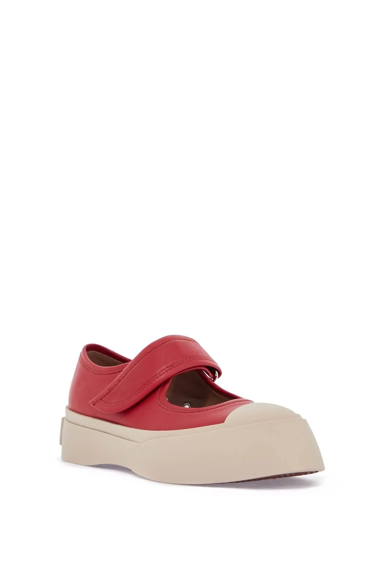 Marni Intense Crimson Calfskin Sneakers With Velcro Closure