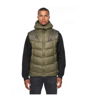 Mens rierson hooded gilet dark olive Duck and Cover