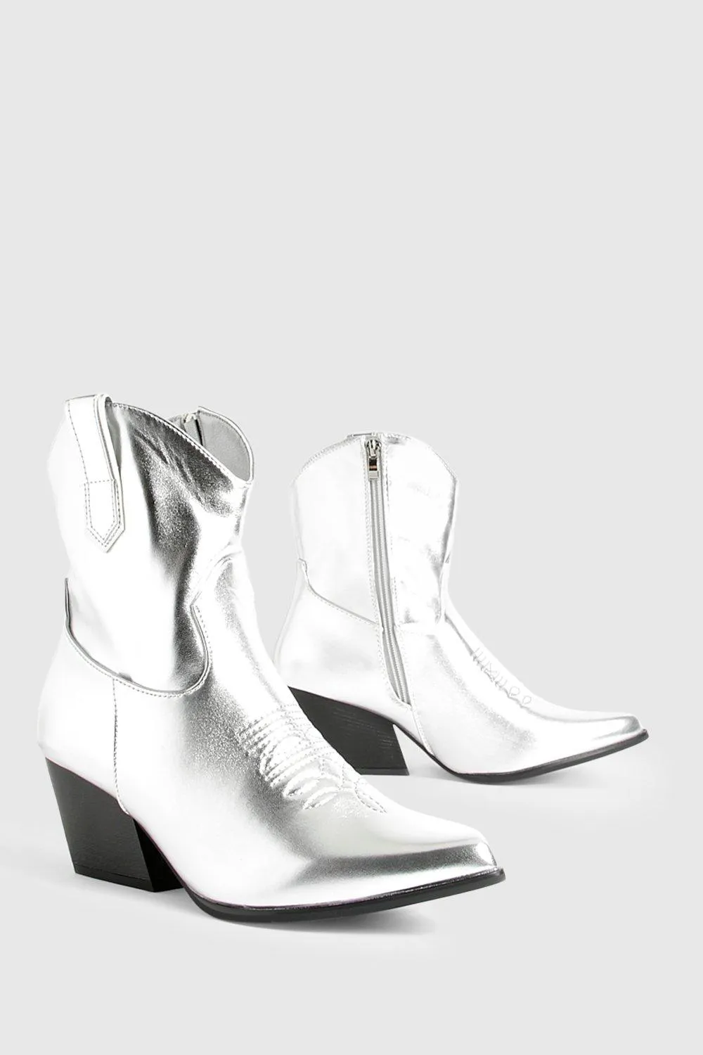 Metallic Ankle Western Cowboy Boots