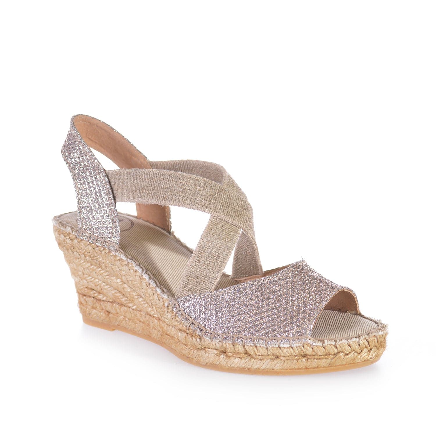 Metallic Cotton Blend Wedge Espadrille for Women - Sol-S